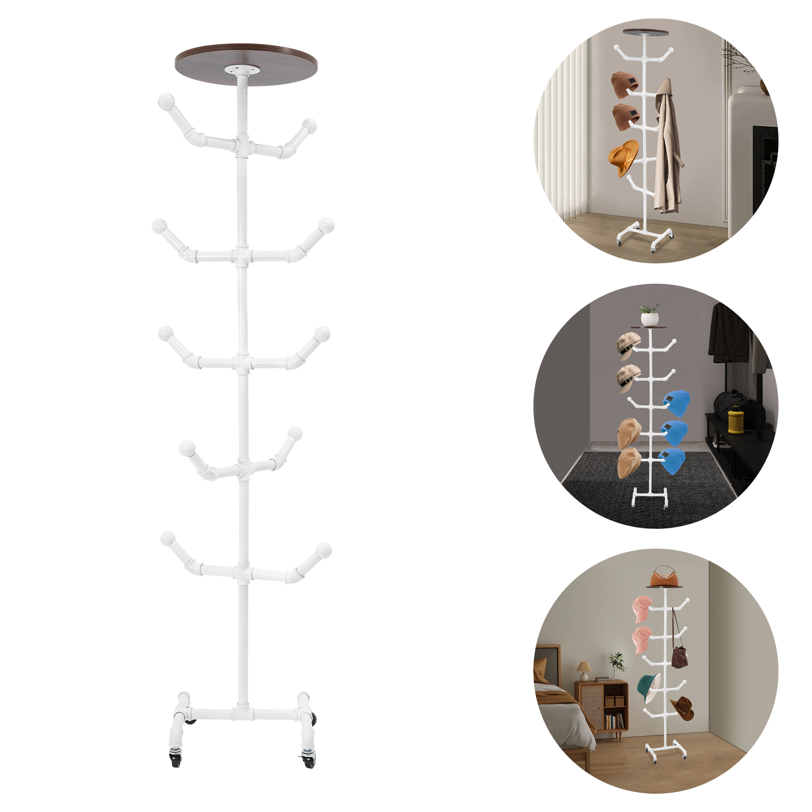 Coat Rack Standing - 34x34x166cm Coat and Hat Stand, Floor