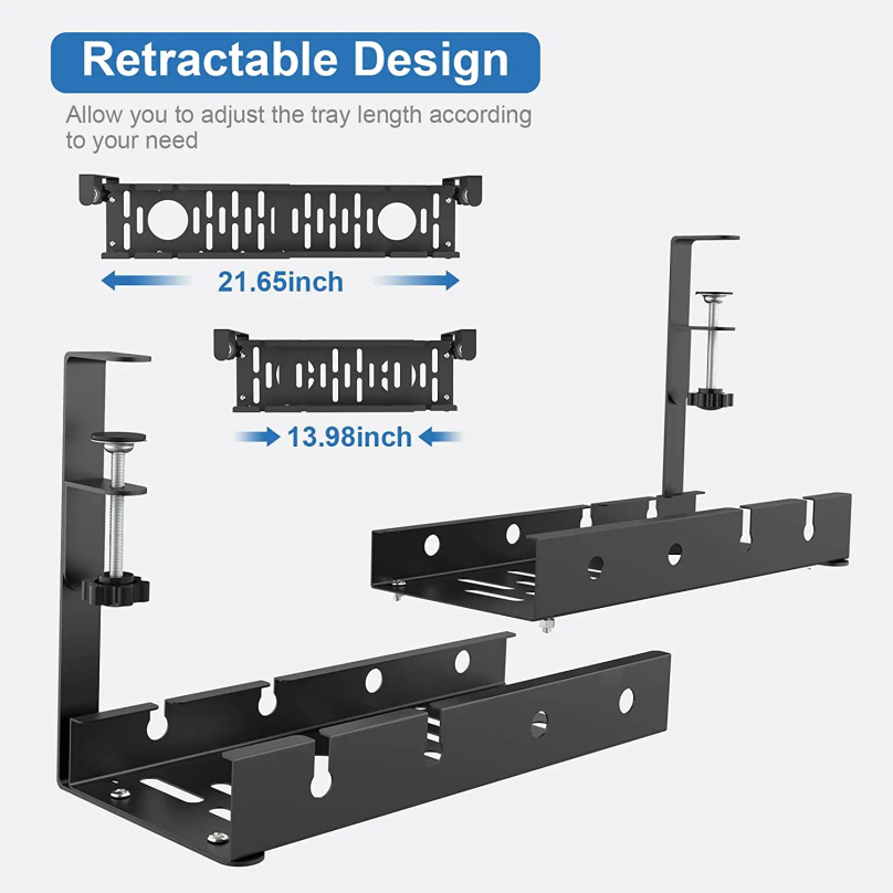 No Drilling Extendable Under D - Cable Tray Under Desk 评论和价格